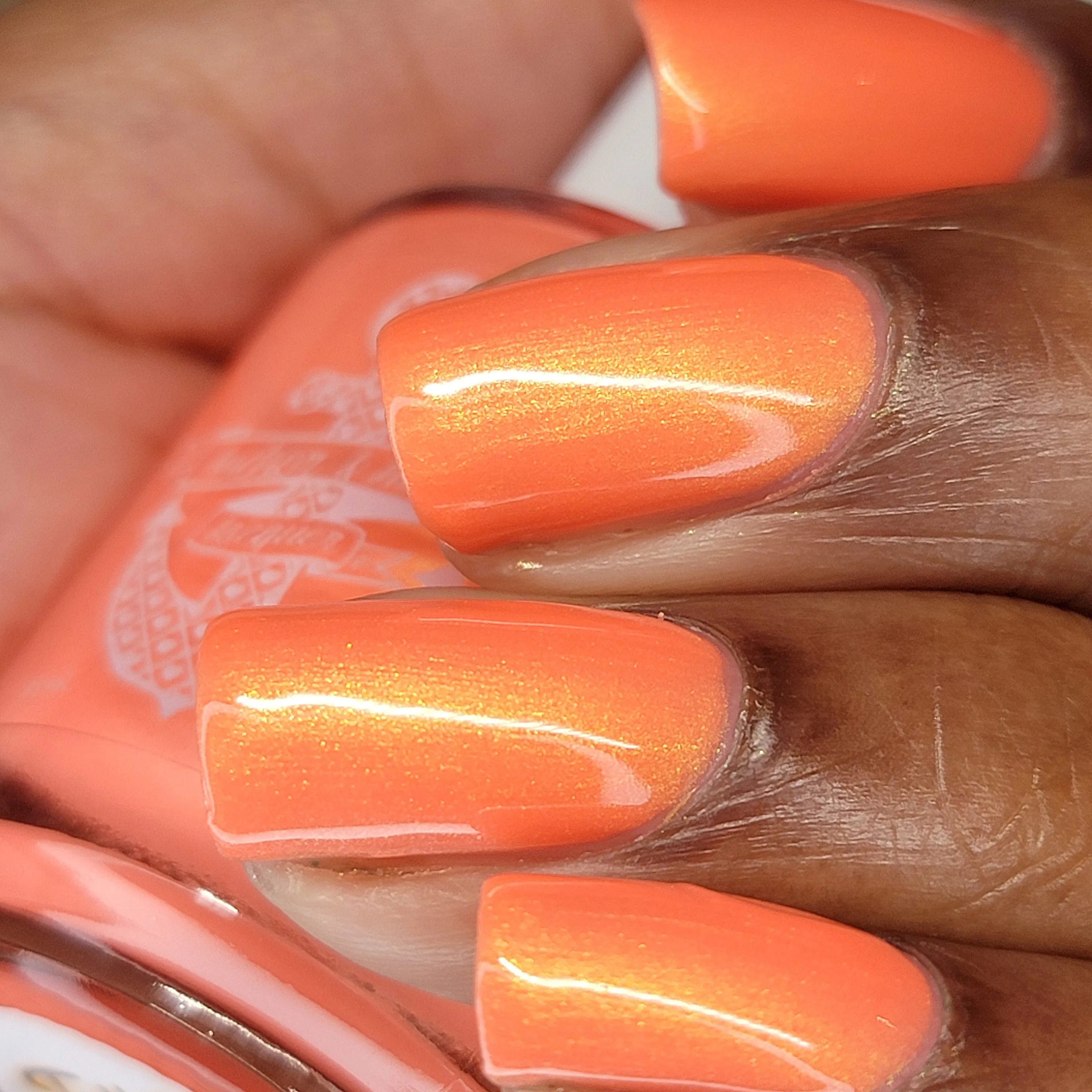 Talk to the Hand - neon orange shimmer nail polish