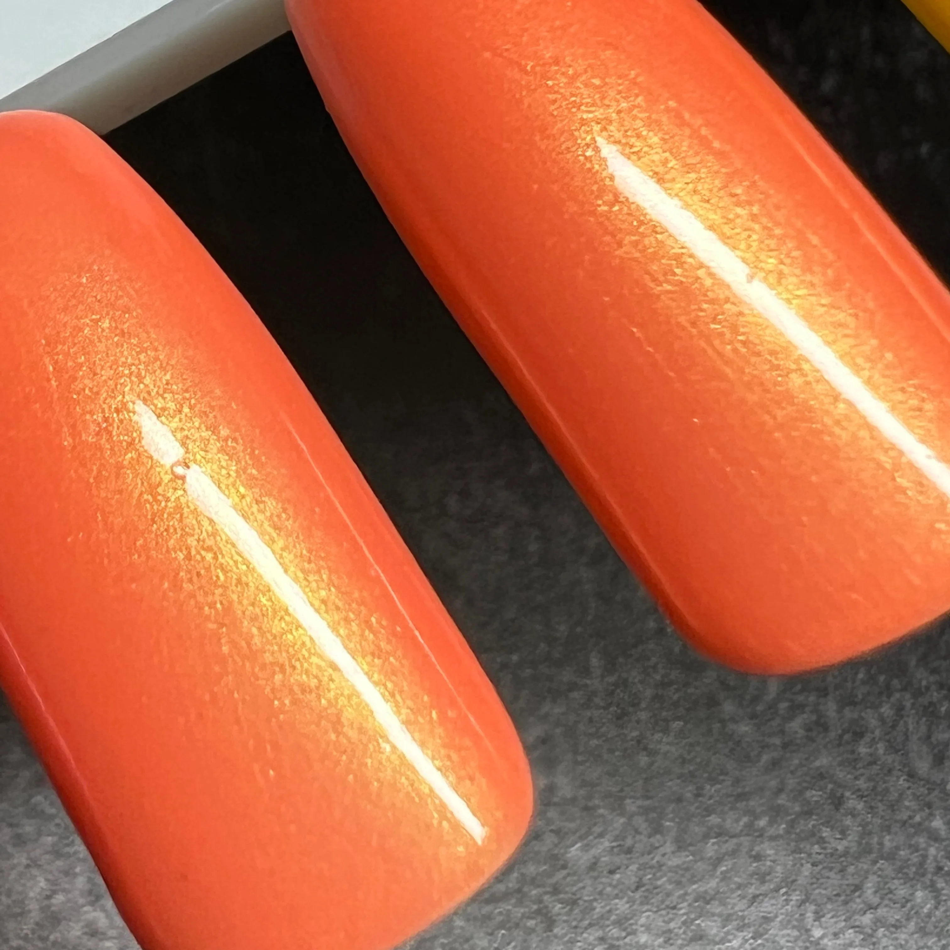 Talk to the Hand - neon orange shimmer nail polish