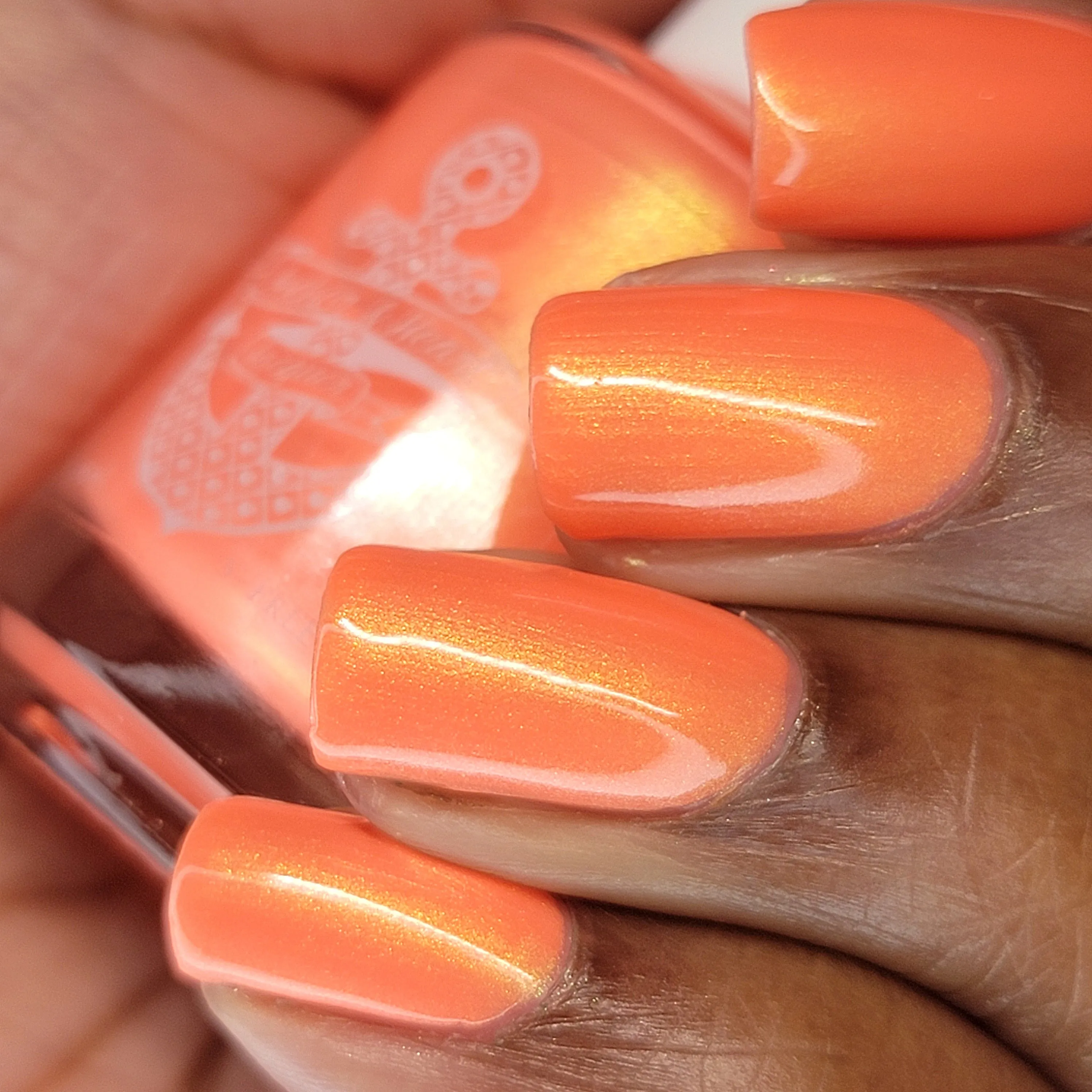 Talk to the Hand - neon orange shimmer nail polish