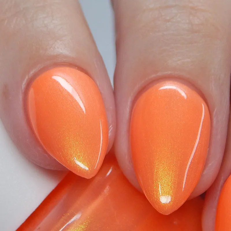 Talk to the Hand - neon orange shimmer nail polish