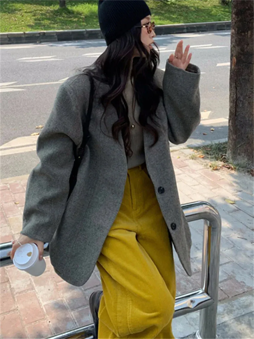 TAVIMART  -  Chic Oversize Women Coats Warm Winter Fashion Loose 2025 Daily Slim Warm Office Lady High Street Casual Blazers