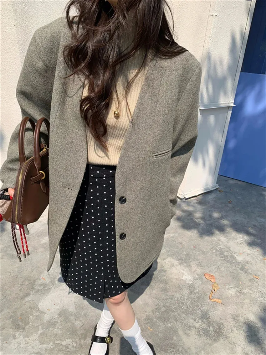 TAVIMART  -  Chic Oversize Women Coats Warm Winter Fashion Loose 2025 Daily Slim Warm Office Lady High Street Casual Blazers