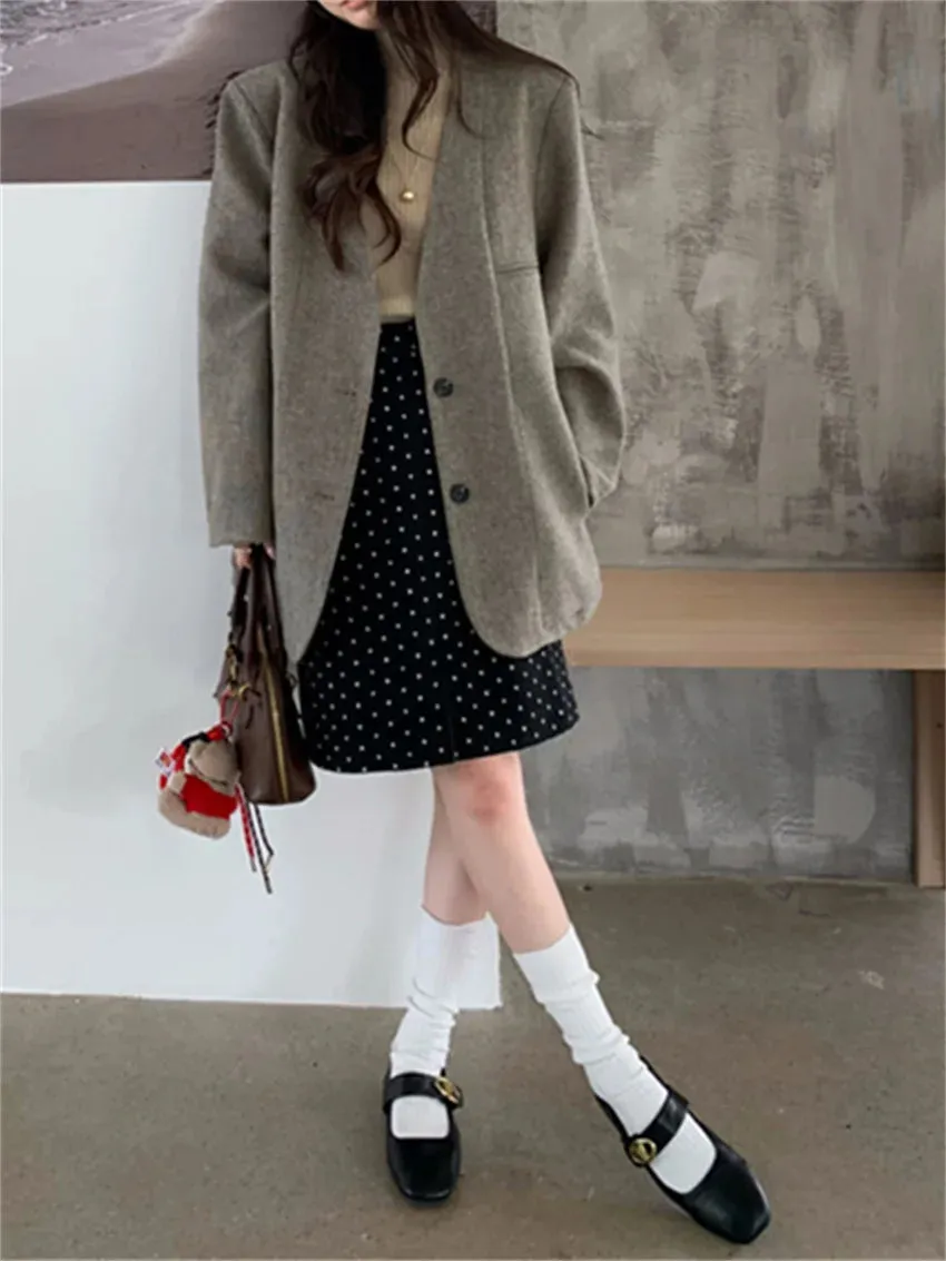 TAVIMART  -  Chic Oversize Women Coats Warm Winter Fashion Loose 2025 Daily Slim Warm Office Lady High Street Casual Blazers