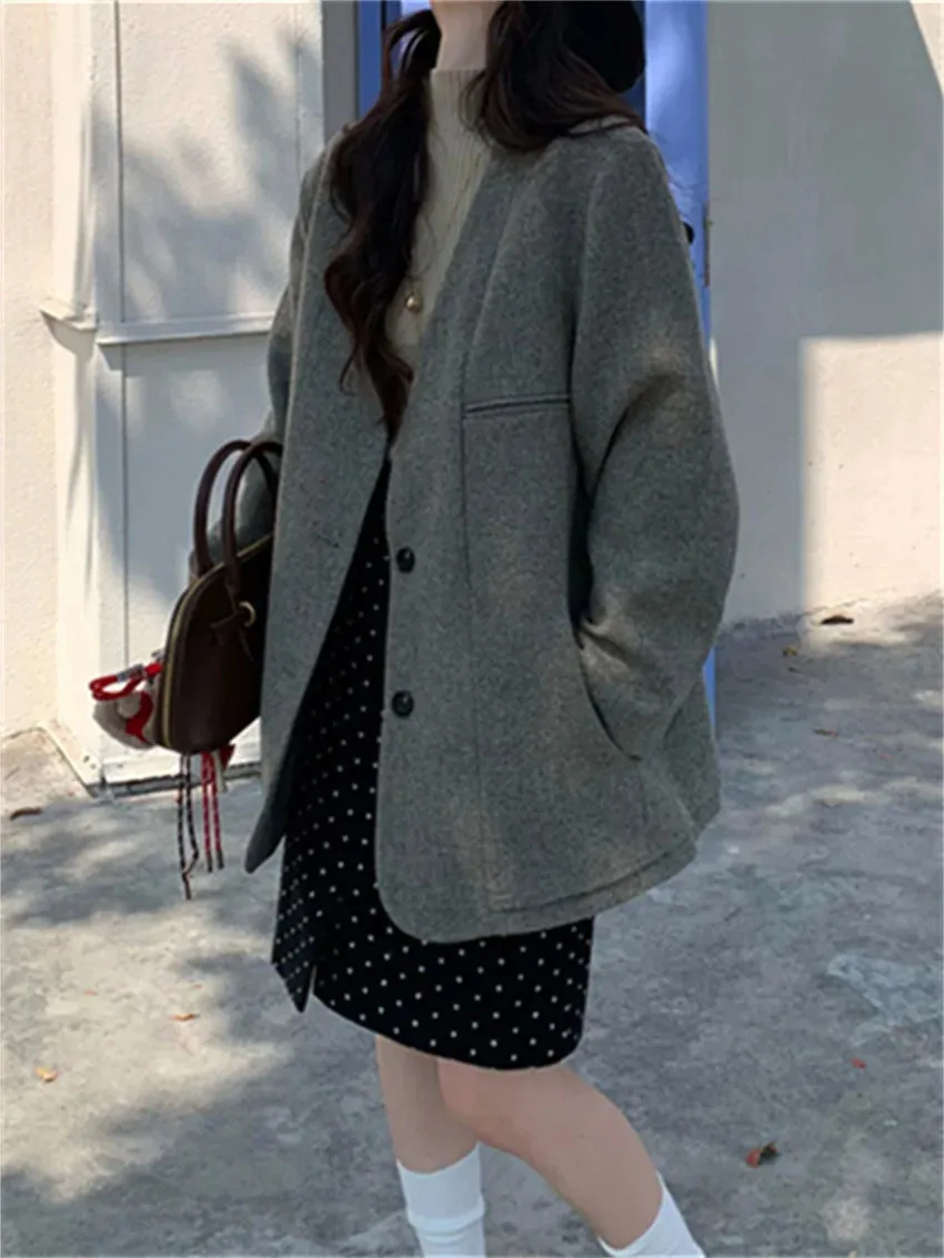 TAVIMART  -  Chic Oversize Women Coats Warm Winter Fashion Loose 2025 Daily Slim Warm Office Lady High Street Casual Blazers