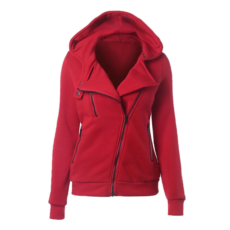 Warm Long Sleeve Zipper Slim-fit Hooded Jackets