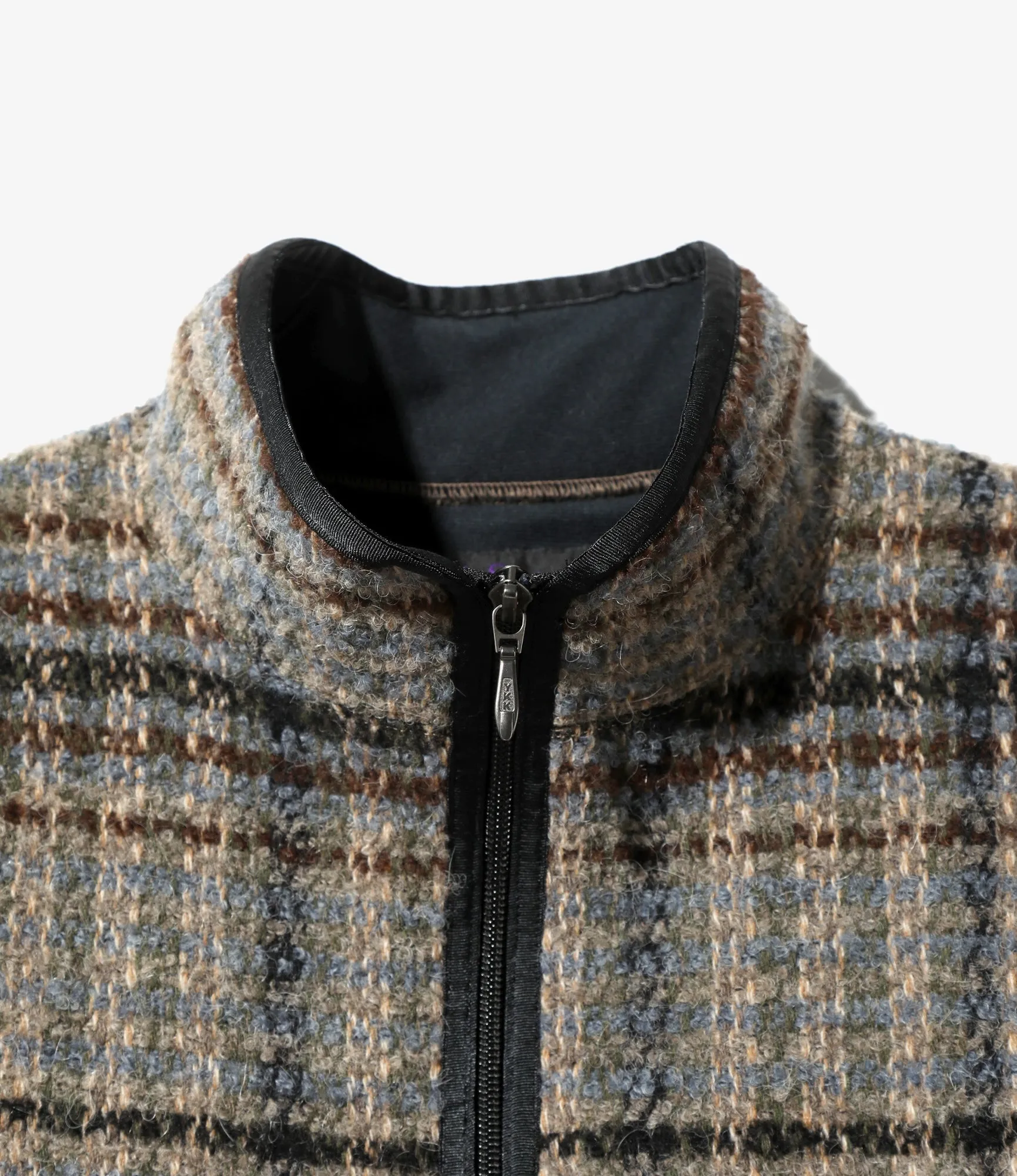 Warm Up Piping Jacket – Sax/Brown/Grey Tweed