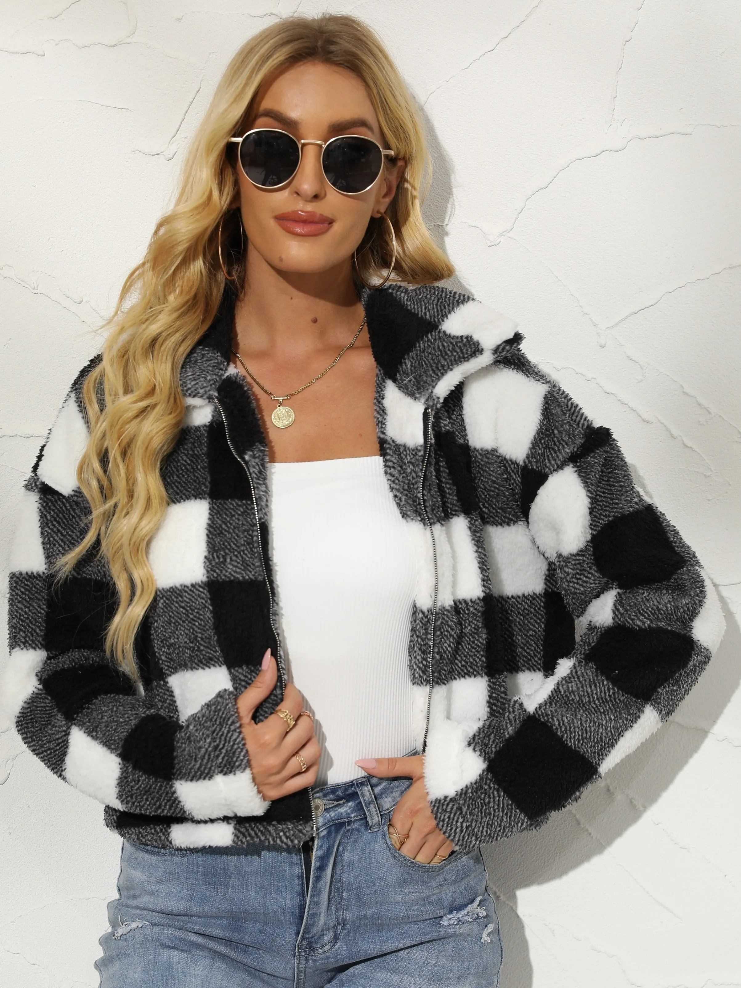 Women's Outwear Plaid Blouses Flannel Long Sleeve Lapel Button Down Shirt Quilted Lined Jacket