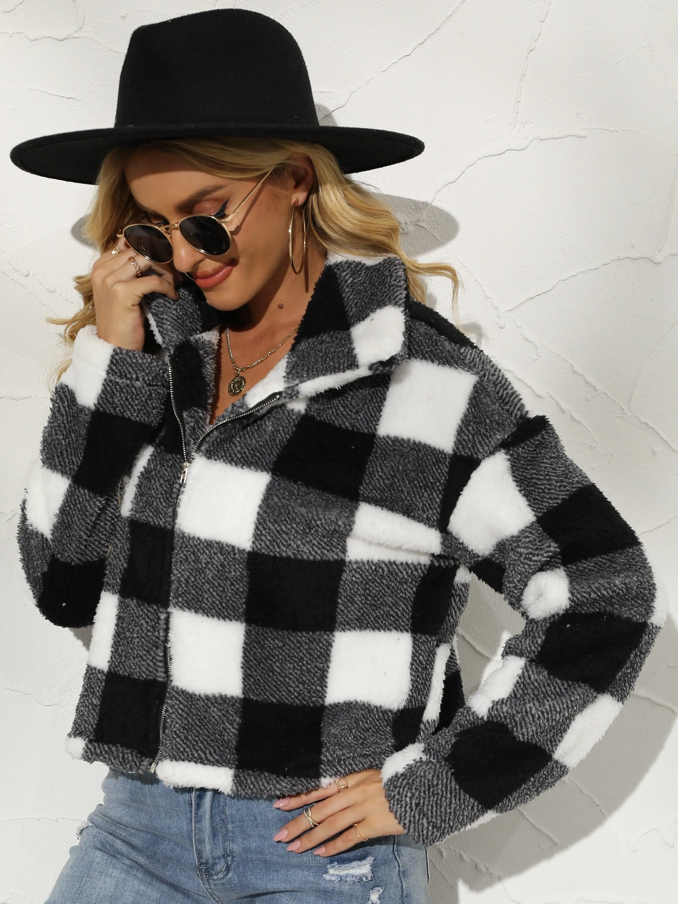 Women's Outwear Plaid Blouses Flannel Long Sleeve Lapel Button Down Shirt Quilted Lined Jacket